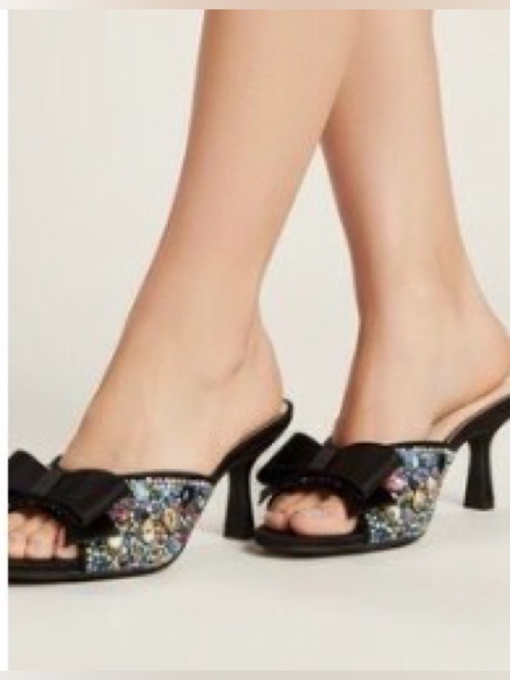 Alex Marie Bridget Three Multi Jewel Embellished Bow Slide Sandals